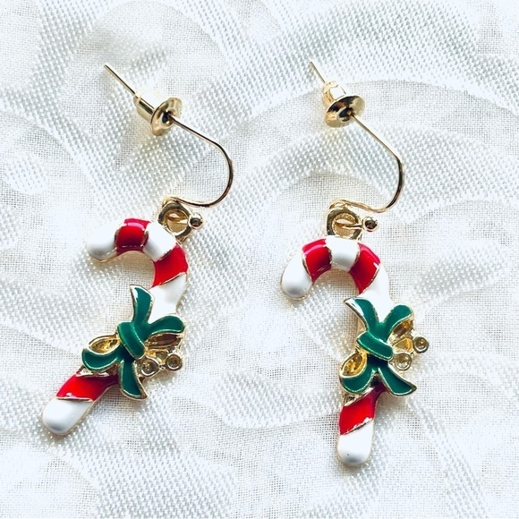 NWT Lot of 2 Festive Drop Earrings – Candy Cane & Christmas Tree Holiday Set - Picture 12 of 14